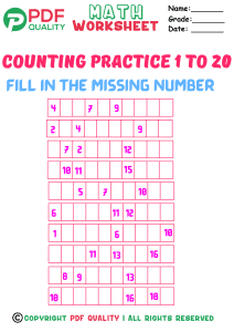 Counting practice 1 to 20(d)